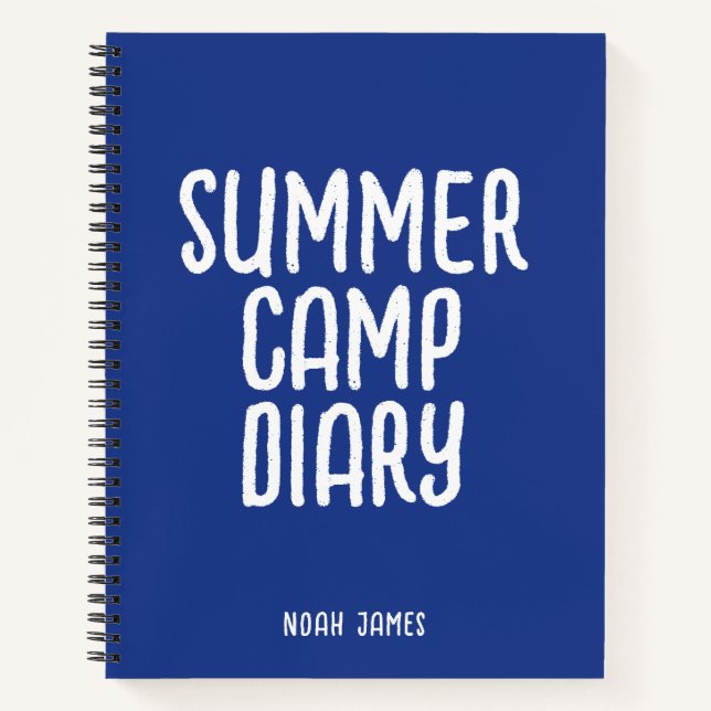 Personalized Summer Camp Diary in Blue  Notebook (Front)
