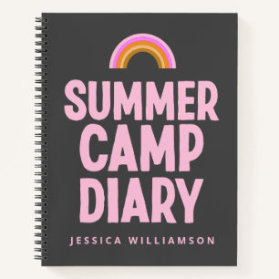 Personalized Summer Camp Diary Pink Rainbow  Notebook