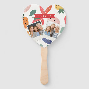 Personalized Summer Colorful Strawberry Pattern Hand Fan