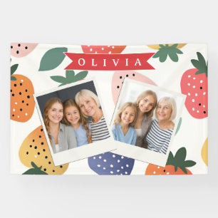 Personalized Summer Colourful Strawberry Pattern Banner