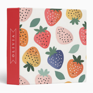 Personalized Summer Colourful Strawberry Pattern Binder