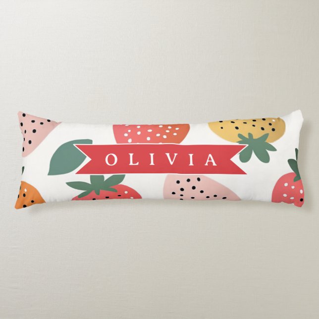 Personalized Summer Colourful Strawberry Pattern Body Pillow (Front)