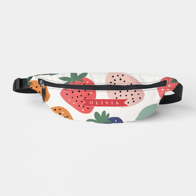 Personalized Summer Colourful Strawberry Pattern Fanny Pack (Front)