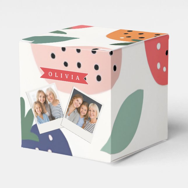 Personalized Summer Colourful Strawberry Pattern Favor Box (Front Side)