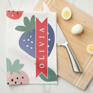 Personalized Summer Colourful Strawberry Pattern Kitchen Towel