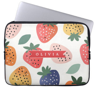 Personalized Summer Colourful Strawberry Pattern Laptop Sleeve