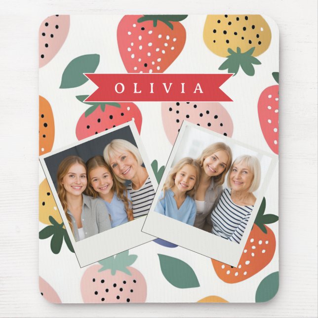 Personalized Summer Colourful Strawberry Pattern Mouse Pad (Front)