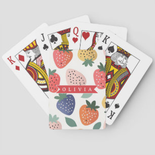Personalized Summer Colourful Strawberry Pattern Playing Cards
