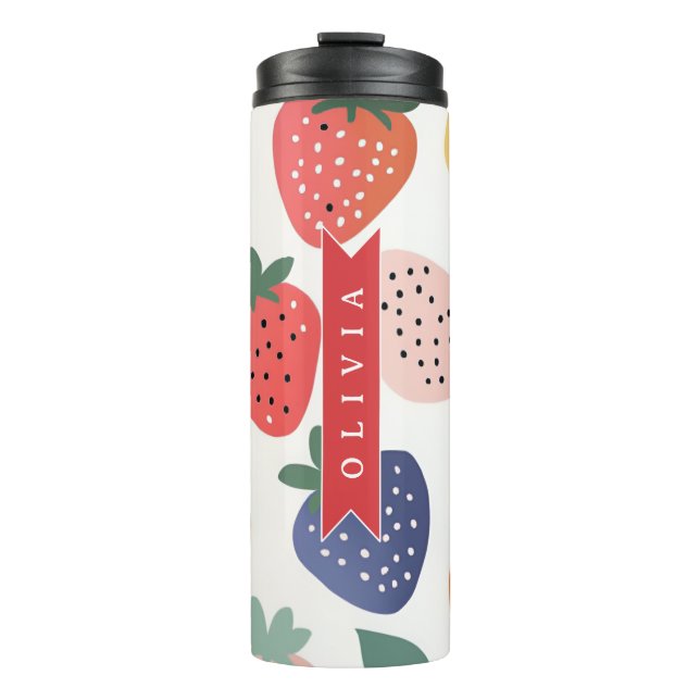 Personalized Summer Colourful Strawberry Pattern Thermal Tumbler (Front)