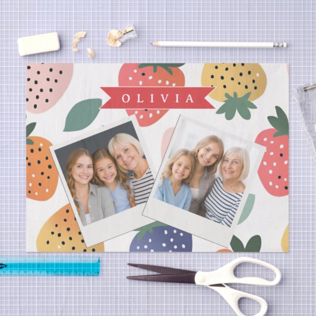 Personalized Summer Colourful Strawberry Pattern Tissue Paper (Craft)