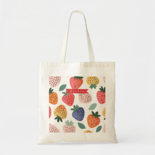 Personalized Summer Colourful Strawberry Pattern Tote Bag