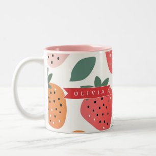 Personalized Summer Colourful Strawberry Pattern Two-Tone Coffee Mug