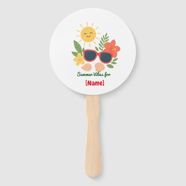 Personalized Summer Fan Set | Cute Sun, Tropical  (Front)