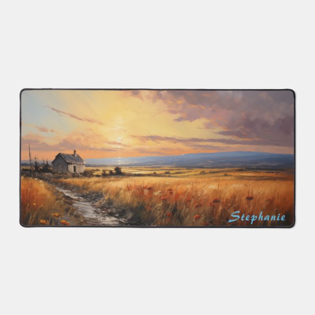 Personalized Summer Field Landscape Desk Mat  (Front)