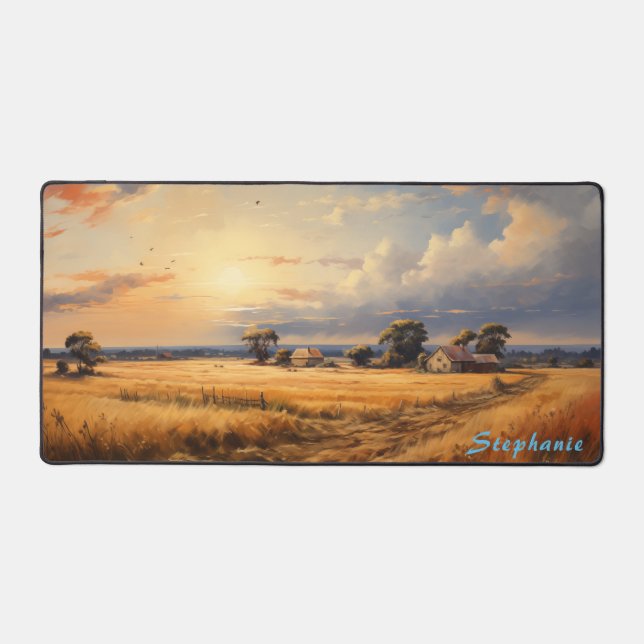Personalized Summer Field Landscape Desk Mat  (Front)