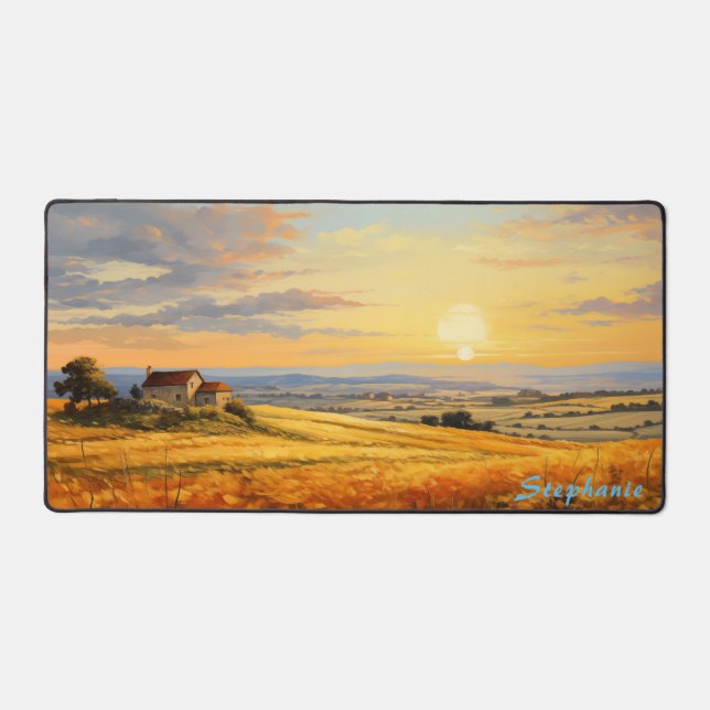 Personalized Summer Field Landscape Desk Mat  (Front)