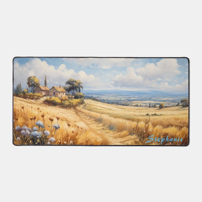 Personalized Summer Field Landscape Desk Mat  (Front)