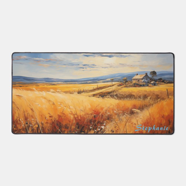 Personalized Summer Field Landscape Desk Mat  (Front)