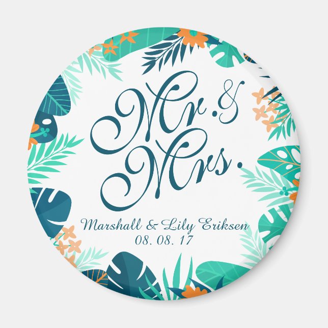 Personalized Summer Floral Wedding | Magnet (Front)