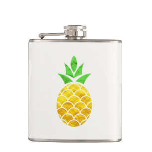 Personalized Summer Foil Gold Geometric Pineapple. Hip Flask