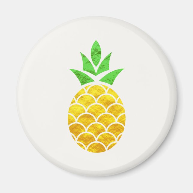 Personalized Summer Foil Gold Geometric Pineapple. Magnet (Front)
