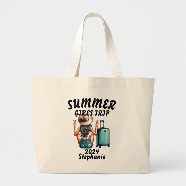 Personalized summer girls trip travel large tote bag (Front)