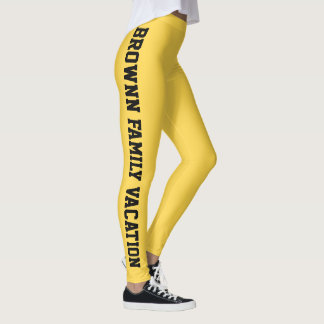 Personalized Summer Lemon Yellow Family Vacation Leggings