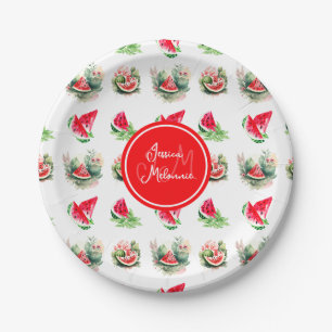 Personalized Summer Party Watermelon Paper Plate
