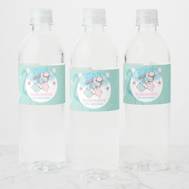 Personalized Summer Pool Party Water Bottle Label (Bottles)