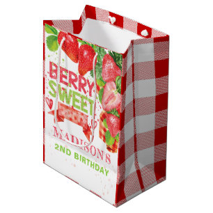 Personalized Summer Strawberry Birthday Medium Gift Bag
