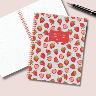 Personalized Summer Strawberry Pattern Name Notebook