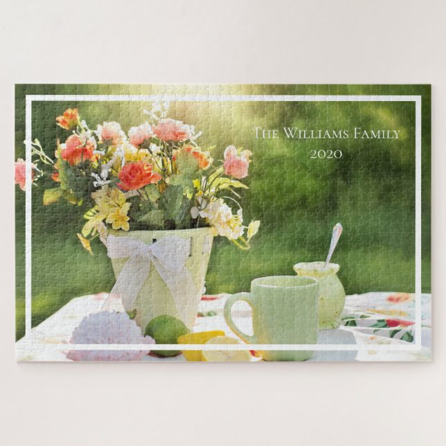 Personalized Summer Tea Party Jigsaw Puzzle (Horizontal)