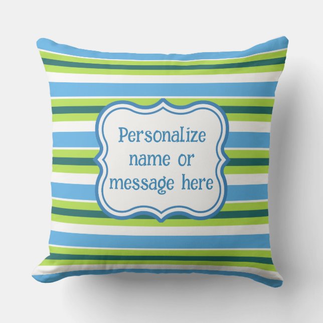  Personalized Summer Time Stripe Outdoor Pillow (Front)