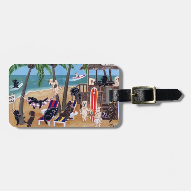 Personalized Summer Vacation Labradors Luggage Tag (Front Horizontal)