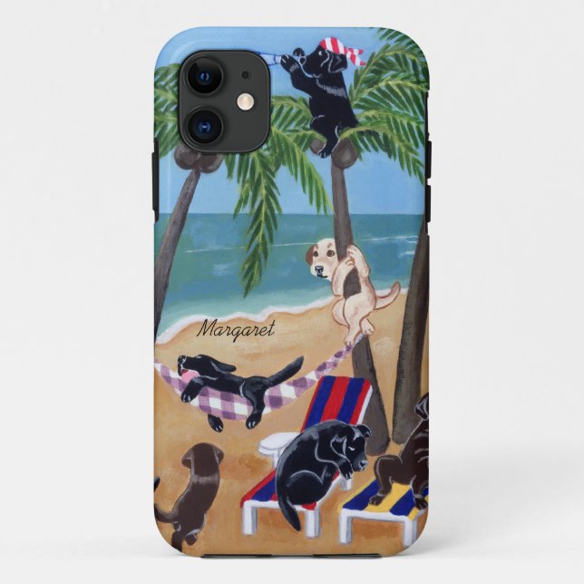 Personalized Summer Vacation Labradors Painting Case-Mate iPhone Case (Back)