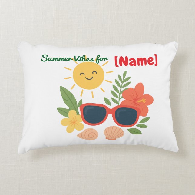 Personalized Summer Vibes for Name Accent Pillow (Front)