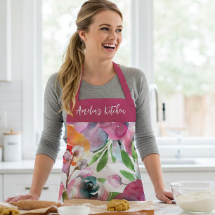 Personalized Summer Watercolor Floral Apron