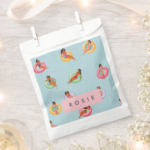 Personalized Summer Women Relaxing on Pool Floats Favour Bag