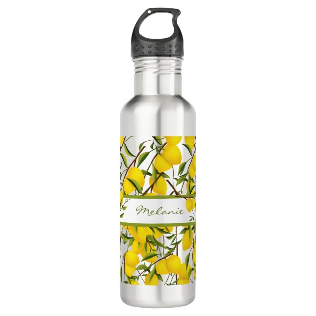 Personalized Summery Citrus Lemon Tree Branches   710 Ml Water Bottle (Front)