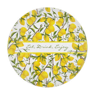 Personalized Summery Citrus Lemon Tree Branches  Cutting Board