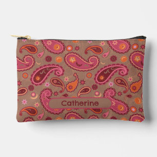 Personalized sun moon stars paisley pattern travel accessory pouch