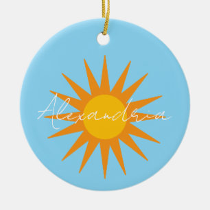 Personalized Sun Name Christmas Ceramic Ornament
