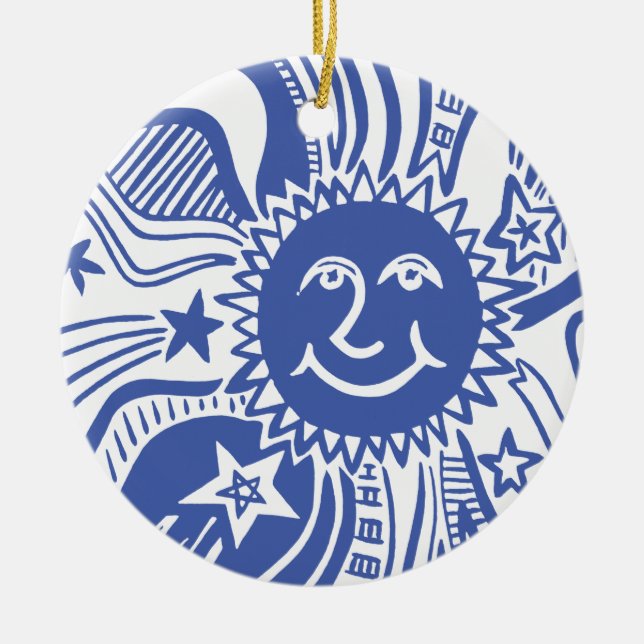 Personalized Sun Pattern Ceramic Ornament (Front)