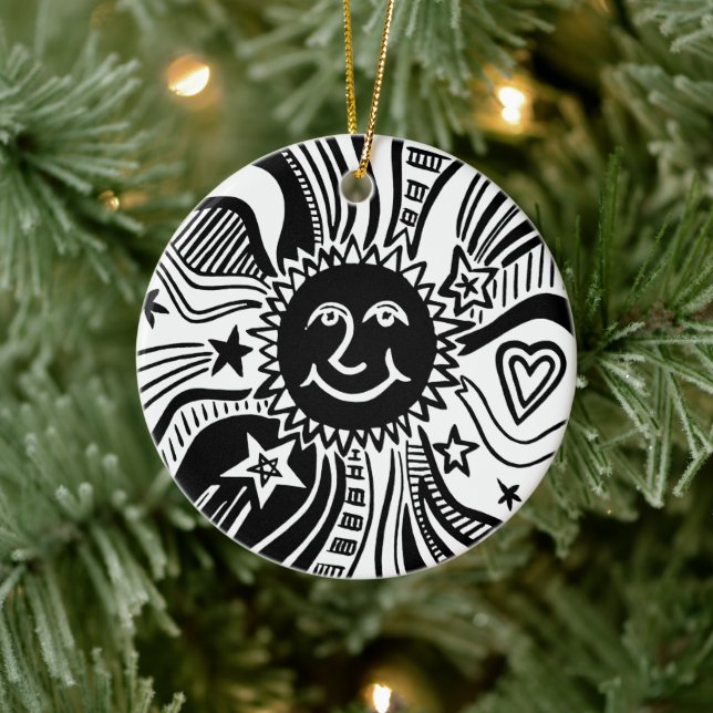 Personalized Sun Pattern Ceramic Ornament (Tree)