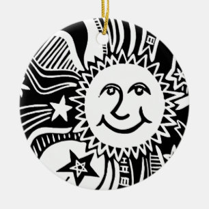 Personalized Sun Pattern Ceramic Ornament