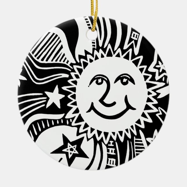 Personalized Sun Pattern Ceramic Ornament (Front)