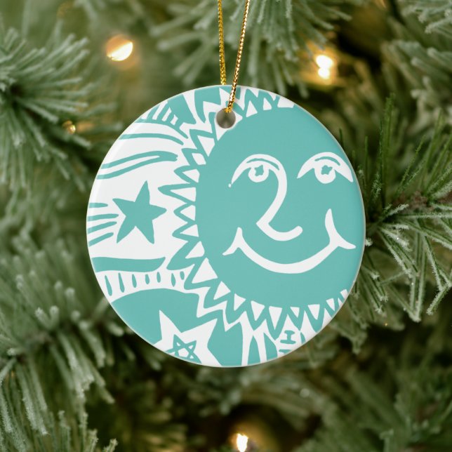 Personalized Sun Pattern Ceramic Ornament (Tree)