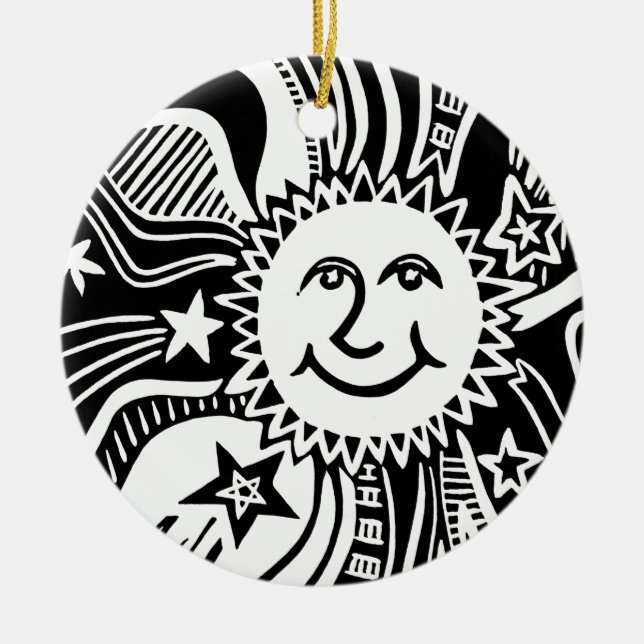 Personalized Sun Pattern Ceramic Ornament (Front)