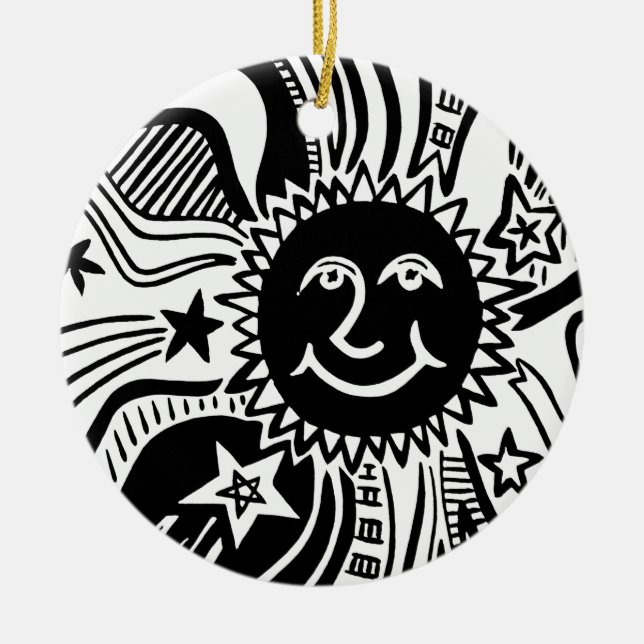 Personalized Sun Pattern Ceramic Ornament (Front)