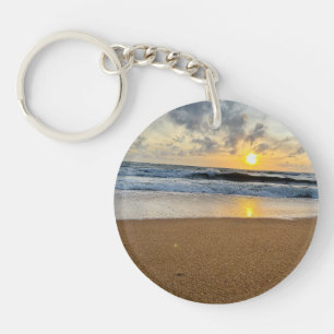 Personalized Sun Rice beach tropical sand ocean Keychain